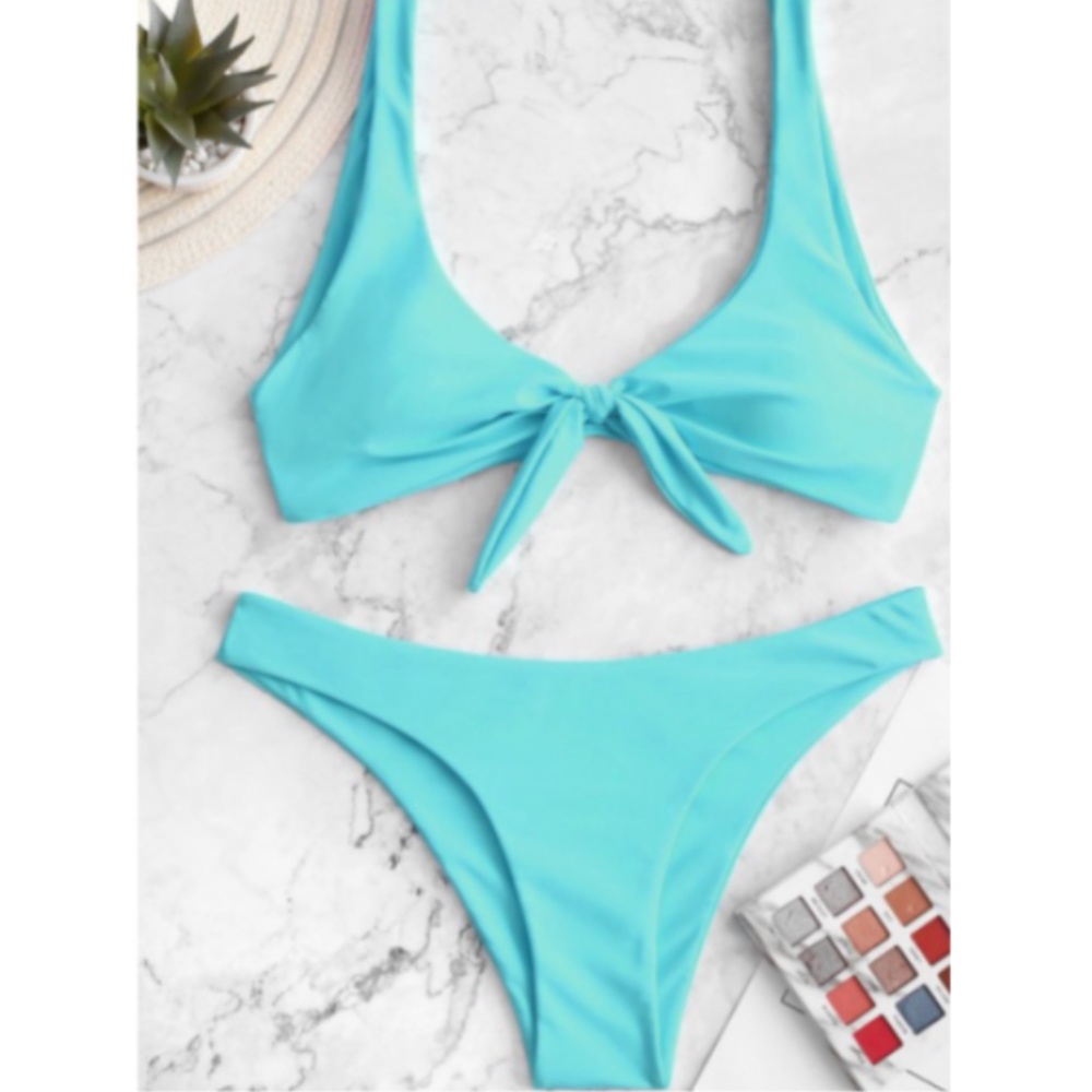 ZAFUL Size M Bright Blue Knotted Bikini